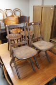A set of three bentwood chairs together with a pair of folding chairs