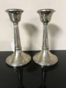 A pair of silver candlesticks, Birmingham 1923, height 16.5 cm.