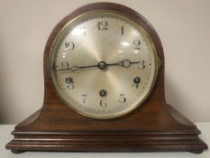 A mahogany cased clock with silvered dial by The Hamburg American Clock Company