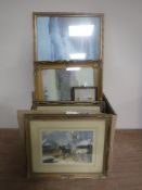 A box containing antiquarian and later framed prints,
