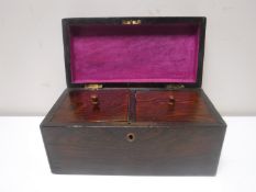 A late Victorian rosewood tea caddy