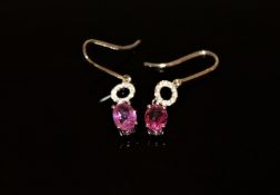 A pair of 14ct yellow gold sapphire and diamond earrings,