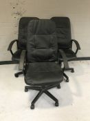 Three swivel adjustable executive office armchairs