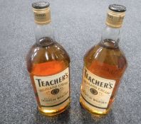 Two 1l bottles of Teacher's Highland Cream Scotch Whisky