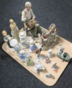 A tray containing antique and later continental figures,