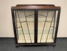 A mahogany double door Art Deco display cabinet