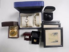 A tray containing lady's Rotary wristwatch with bracelet, contemporary pocket watch,