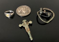 Buried treasures from Cambridgeshire - A rare Roman silver and gilt inset ring depicting Minerva,