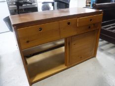 A pine sliding door cabinet fitted four drawers