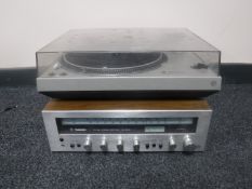 A vintage Technics turntable and amplifier