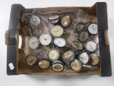 A box of approximately twenty vintage engineering gauges