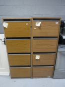 Two wood effect four drawer filing cabinets