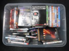 A box containing a large quantity of DVD's