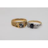 Two 18ct gold sapphire and diamond rings