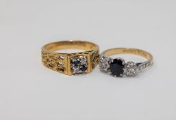 Two 18ct gold sapphire and diamond rings