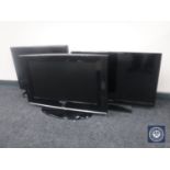 Samsung 26" LCD TV, a Celcus 32" TV and an Onn 26" LCD TV,