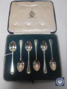 A set of six silver small teaspoons
