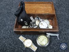 A pocket watch together with various wristwatches etc.