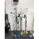 Seven assorted floor lamps all with continental wiring