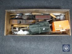 A drawer of vintage and later joinery tools - planes, chisels,