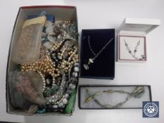 A Pandora necklace and assorted costume jewellery