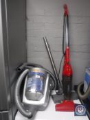 A Vax Mach 5 cylinder vac and a stick vac cleaner