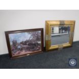 A gilt framed mirror and a Constable print