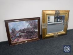 A gilt framed mirror and a Constable print