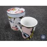 Fifty Paul Cardew coffee cups in tins (three boxes)