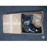 A pair of RAF military issue black leather boots,