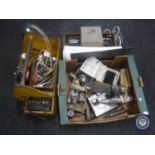 Three boxes of model glider accessories - motors, hand sets,