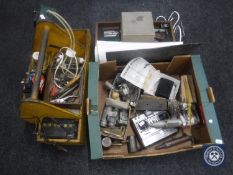 Three boxes of model glider accessories - motors, hand sets,
