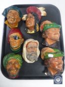 A tray of seven Bossons wall plaques and a Burleigh Ware Churchill Victory toby jug