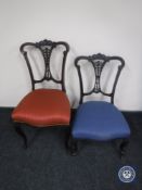 Two Victorian mahogany bedroom chairs on cabriole legs