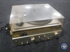 A Dual 505 belt drive turn table and a Technics stereo integrated amplifier SU-V303