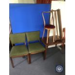 A pair of oak dining chairs, Bentwood style chair,