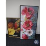 A gilt framed Firenze Gallery poster and a contemporary framed oil on canvas of poppies