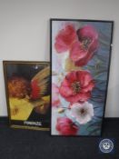 A gilt framed Firenze Gallery poster and a contemporary framed oil on canvas of poppies