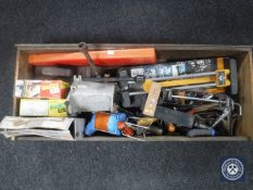 A drawer of vintage and later joinery tools - planes,