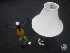 A chrome table lamp and shade,