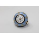 A fine quality two-tone enamel ball pendant watch CONDITION REPORT: Movement in