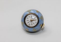 A fine quality two-tone enamel ball pendant watch CONDITION REPORT: Movement in