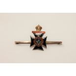 A 15ct gold and enamel King's Royal Rifles Corps brooch