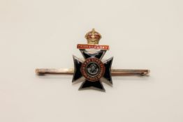 A 15ct gold and enamel King's Royal Rifles Corps brooch