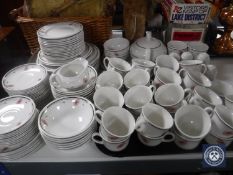 One hundred and twenty seven pieces of Johnson Brothers tea and dinner ware