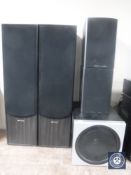 A pair of black cased Acoustic Solutions tower speakers,