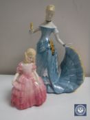 A Royal Doulton figure, Rose HN 1368 and a Franklin figure,