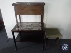 A Danish tiled topped kitchen trolley,