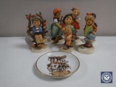 A collection of seven Hummel figures - Apple Tree boy and girl,