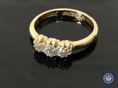 A Victorian 18ct gold diamond three stone ring.